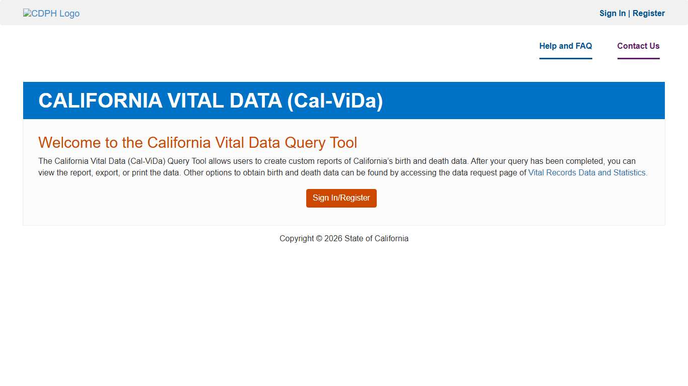 California Vital Data (Cal-ViDa) - VSQ Client Portal